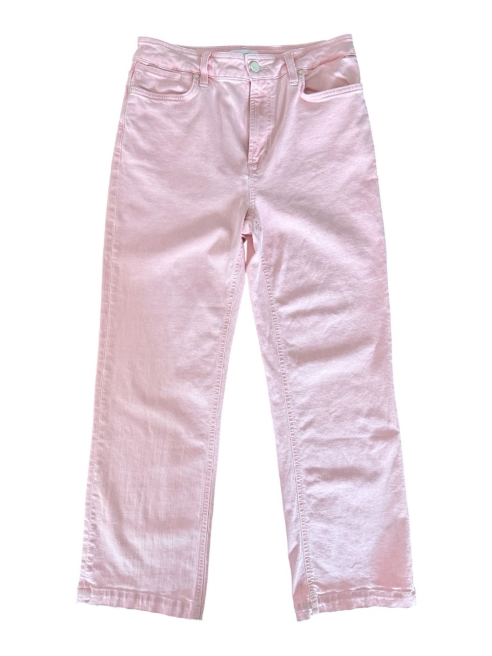 PAIGE Atley Ankle Flare Jeans Pink High Rise Cropped Stretch Denim Size 31